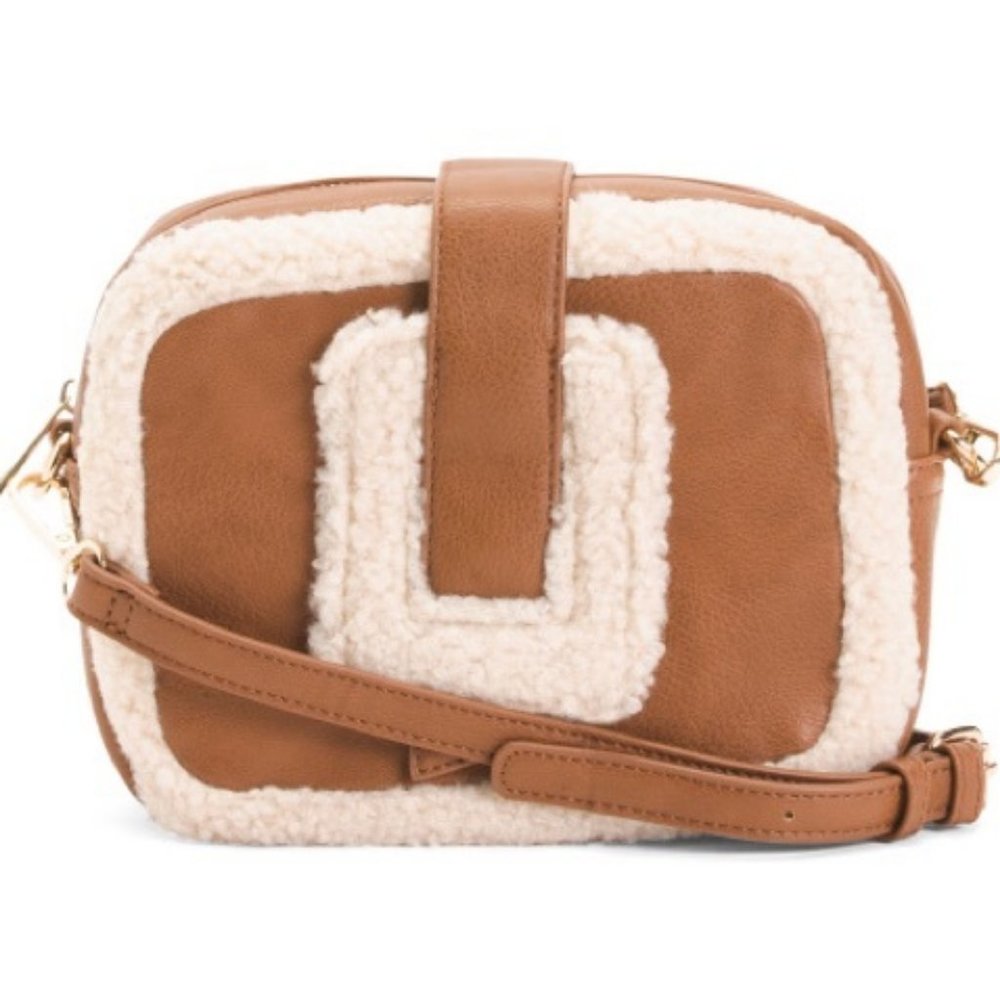 FFC New York Tory Faux Shearling Cognac Crossbody